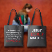 Tote Bag Citation chrétienne Jésus Le sang compte Bible Ver
