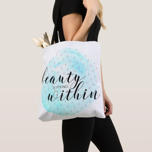Tote Bag Citation de beauté d'aquarelle (De près)