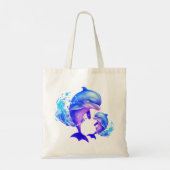 Tote Bag Citation de dauphins d'aquarelle | (Dos)