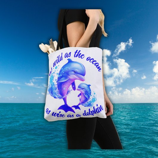Tote Bag Citation de dauphins d'aquarelle |