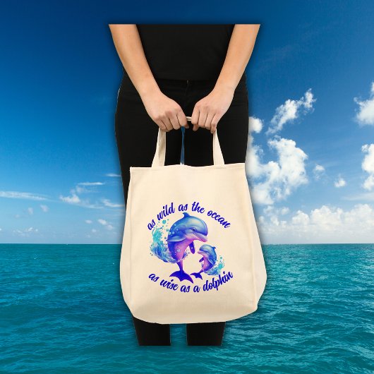 Tote Bag Citation de dauphins d'aquarelle |