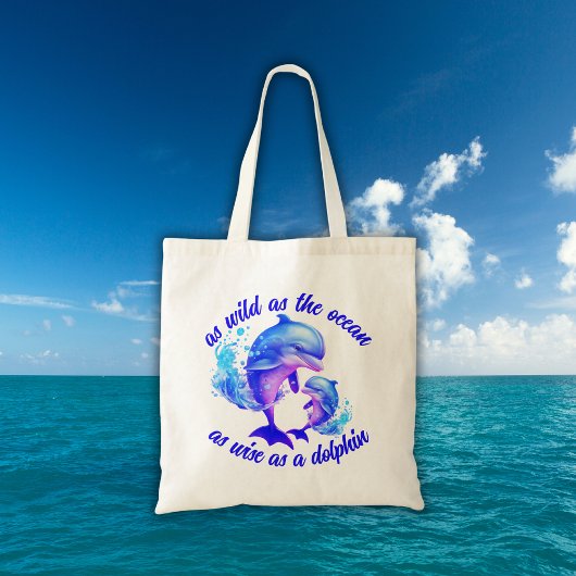 Tote Bag Citation de dauphins d'aquarelle |