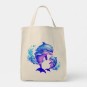 Tote Bag Citation de dauphins d'aquarelle | (Dos)