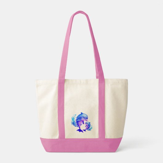 Tote Bag Citation de dauphins d'aquarelle | (Dos)