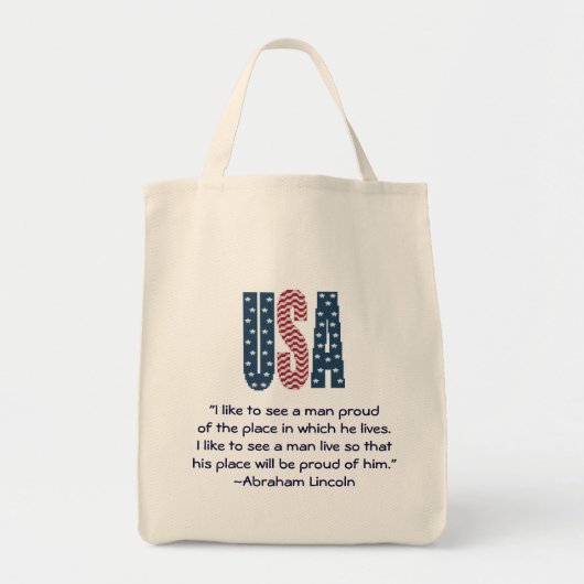 Tote Bag Citation de fierté nationale d'Abraham Lincoln (Devant)