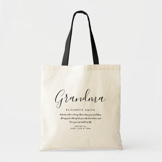 Tote Bag Citation de grand-mère en script moderne (Devant)
