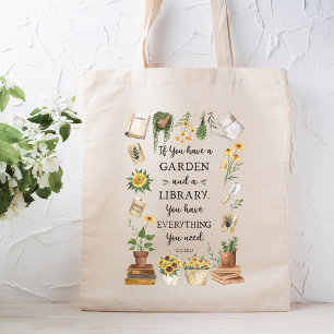 Tote Bag Citation de jardinage et de bibliothèque Tournesol