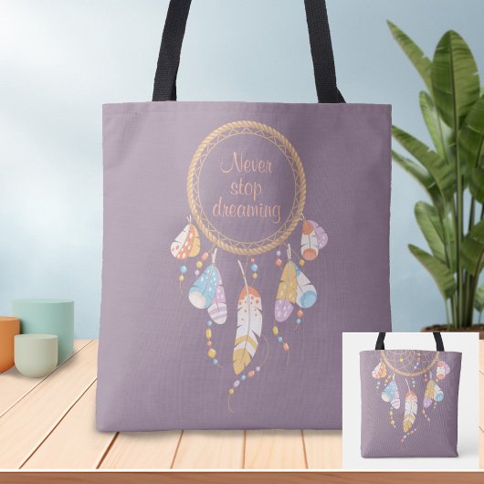 Tote Bag Citation de la bande de Dreamcatcher Boho Purple