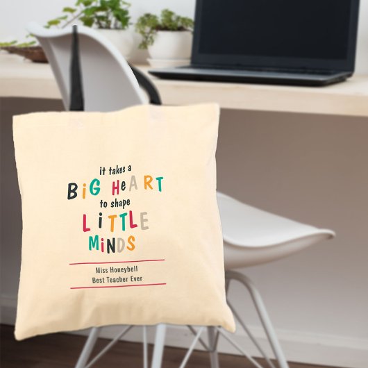 Tote Bag Citation de l'enseignant du grand coeur mignon Typ