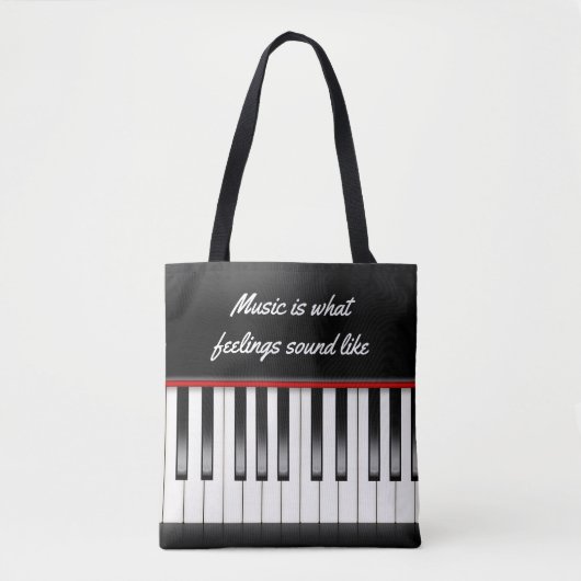 Tote Bag citation de musique avec clavier de piano (Devant)