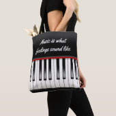 Tote Bag citation de musique avec clavier de piano (De près)