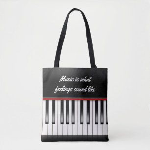 Tote Bag citation de musique avec le clavier de piano