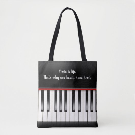 Tote Bag Citation de musique sur clavier de piano (Devant)