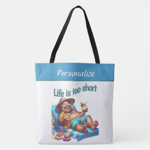 Tote Bag Citation de plage drôle La vie est trop courte Per