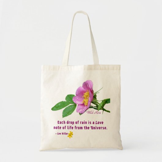 Tote Bag Citation de pluie Rose sauvage (Devant)
