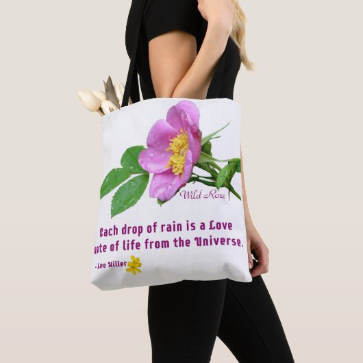 Tote Bag Citation de pluie Rose sauvage (De près)