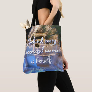 Tote Bag Citation de puissance femme réussie en or autocar
