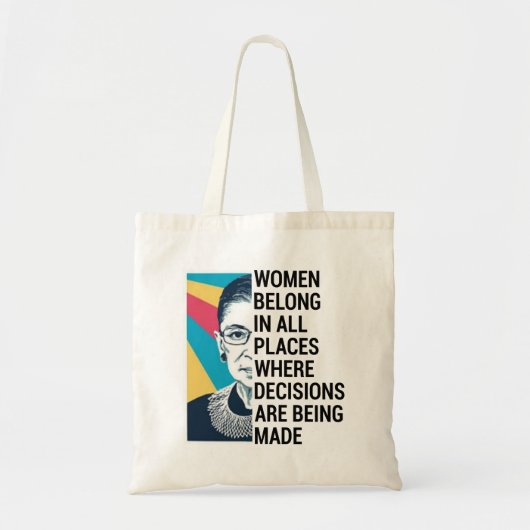 Tote Bag Citation de Ruth Bader Ginsburg, SCOTUS, RBG célèb (Devant)