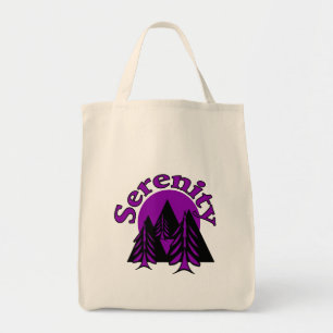 Tote Bag Citation de sérénité Arbres lune violette noire mo