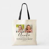 Tote Bag Citation de Tante de Script Moderne Photo (Dos)