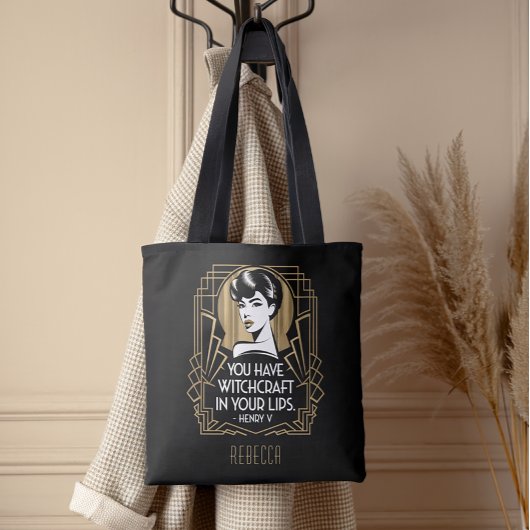 Tote Bag Citation de typographie moderne tendance Gold noir