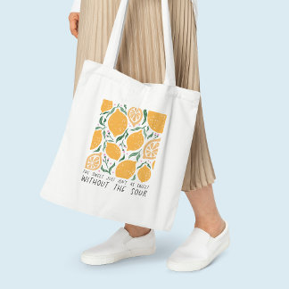 Tote Bag Citation d'inspiration de citron jaune rétro