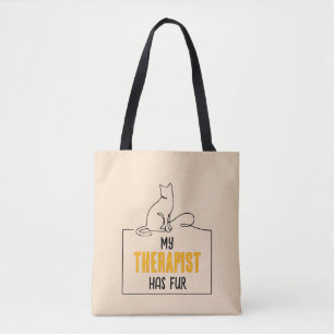 Tote Bag Citation drôle d'amoureux de chats Mon thérapeute 
