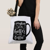 Tote Bag Citation drôle de café addict Java, Latte Caféine (De près)