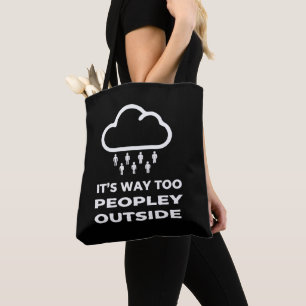 Tote Bag Citation drôle d'introverti C'est beaucoup trop pe
