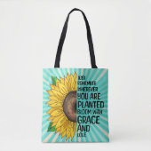 Tote Bag Citation et tournesol tiré à la main (Devant)
