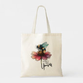 Tote Bag Citation Florale Cute Retro Bee Yourself Inspirati (Dos)