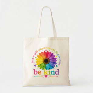 Tote Bag Citation Inspirante Fleur Arc-en-Ciel 