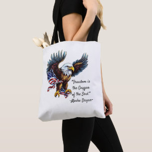 Tote Bag Citation "Liberté" avec aigle américain et drapeau
