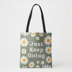 Tote Bag Citation motivante florale pour continuer