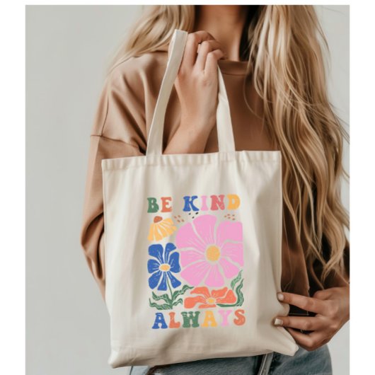 Tote Bag Citation Motivation Florale Boho Retro -Soyez touj