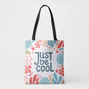 Tote Bag Citation Motivationnelle, Cadre Floral Abstrait.