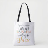 Tote Bag Citation Motivationnelle de l'enfant à l'école fam (Devant)