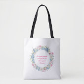 Tote Bag Citation Motivationnelle Pink Blanc Bleu Floral Wr (Devant)
