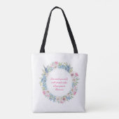 Tote Bag Citation Motivationnelle Pink Blanc Bleu Floral Wr (Dos)