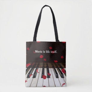 Tote Bag Citation musicale sur les touches de piano