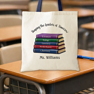 Tote Bag Citation Nom de l'enseignant Retour aux Livres Sco
