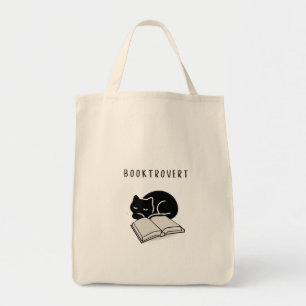 Tote Bag Citation personnalisée Chat noir Booktrovert Minim