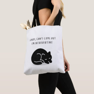 Tote Bag Citation personnalisée Chat noir Je suis introvert