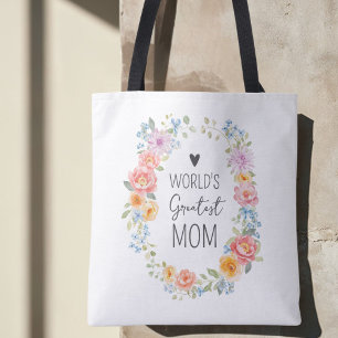 Tote Bag Citation Personnalisée Fleurie Meilleure Maman du
