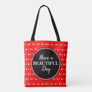 Tote Bag Citation Pois rouge Monogramme