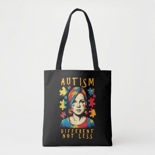 Tote Bag Citation Positive Différente Pas Moins Sensibilisa (Devant)