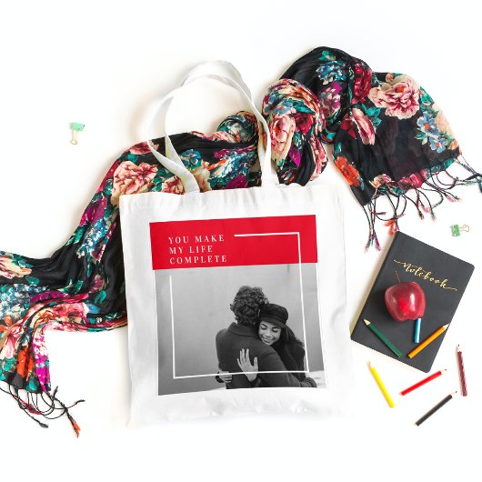 Tote Bag Citation romantique et photo | Cadeau Valentines