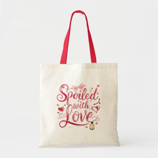Tote Bag Citation romantique "Gâtée par l'amour" (Devant)