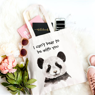 Tote Bag Citation Romantique Moderne Avec Panda Noir Et Bla