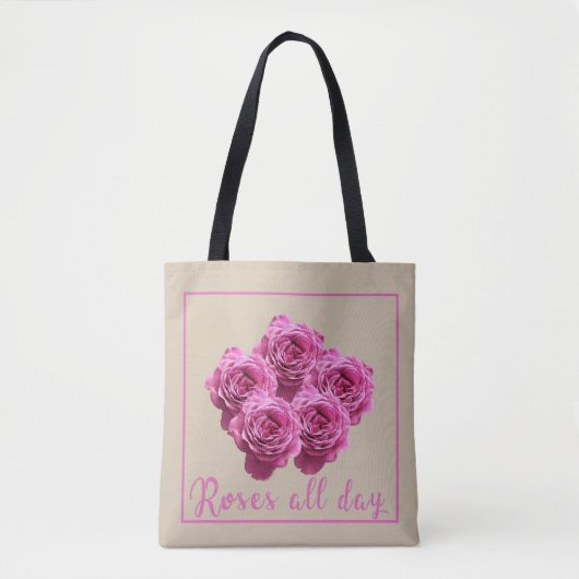 Tote Bag Citations amusantes sur les roses et l'amour (Devant)